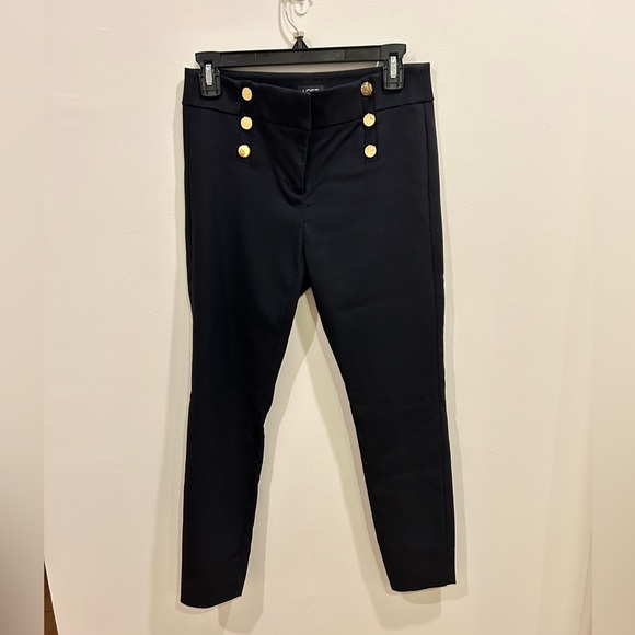 Women’s Loft petite Size 2 black mid rise trouser with gold detailed buttoning - Picture 4 of 5